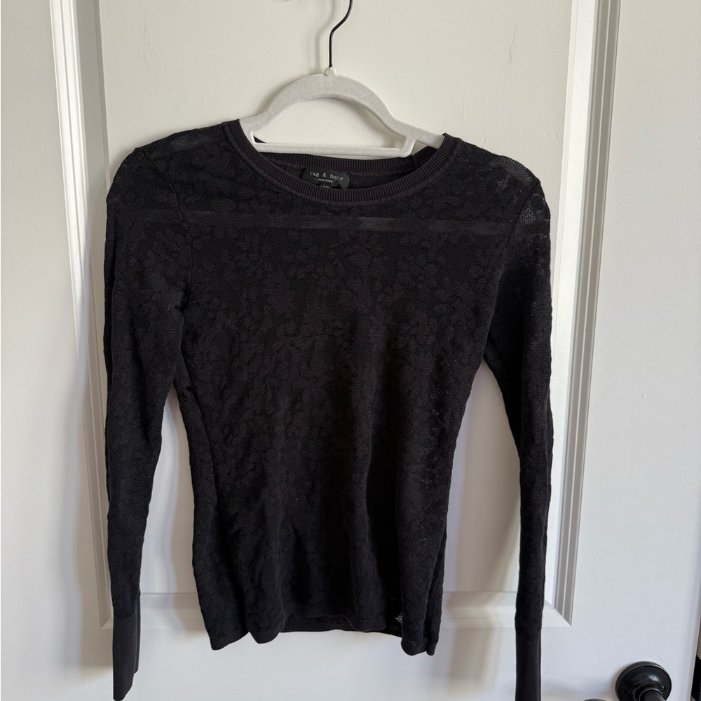 Rag & Bone black long sleeve lace top Size XS